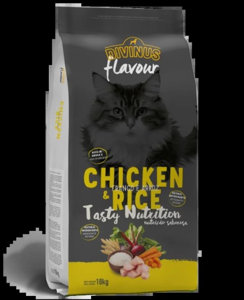 Divinus Divinus FLAVOUR CAT dla dorosłego kota - kurczak z ryżem 18 kg